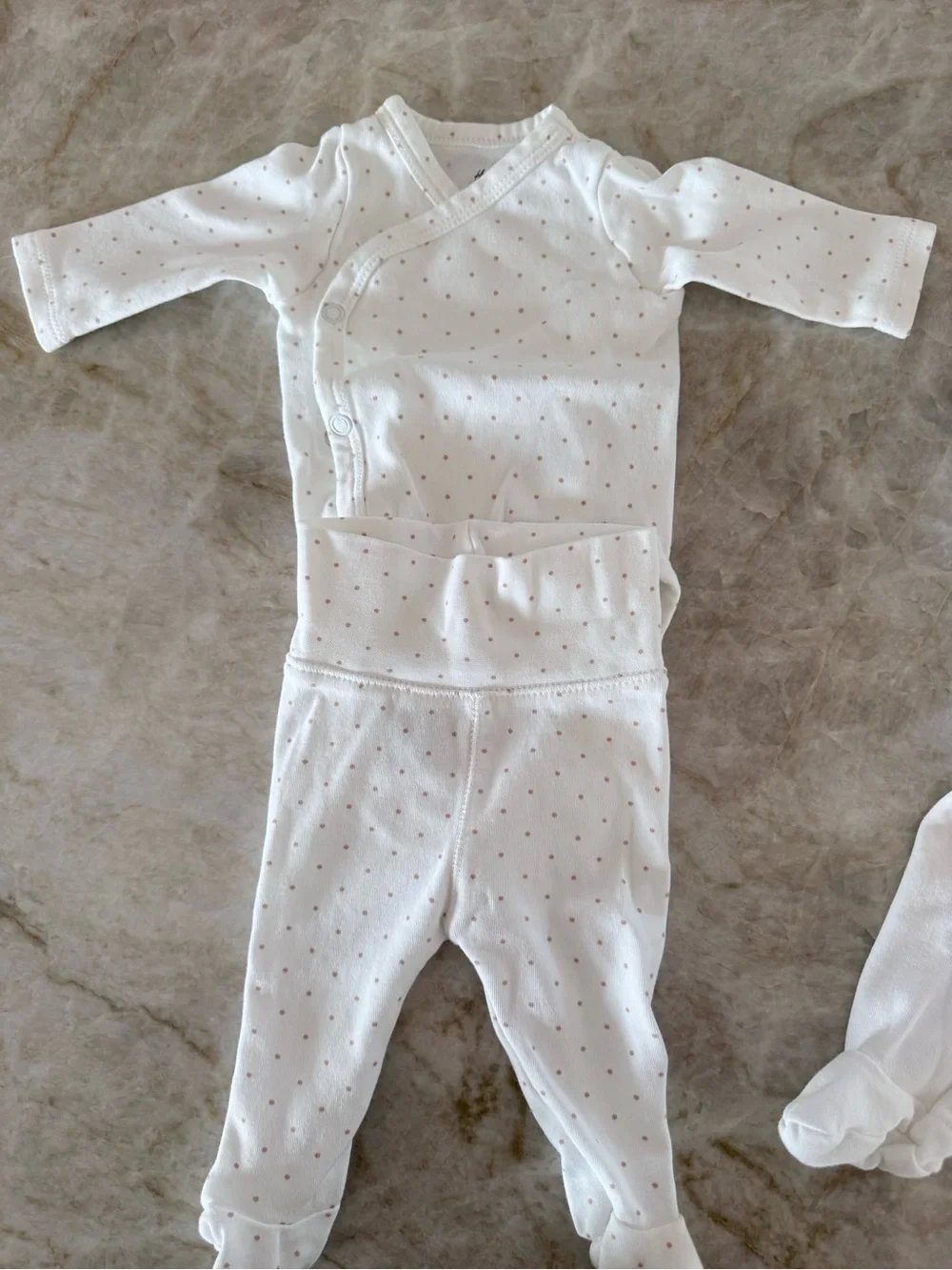 3-Pack Long-Sleeves Bodysuits and Leggings - Dusty Pink/White/Dotted